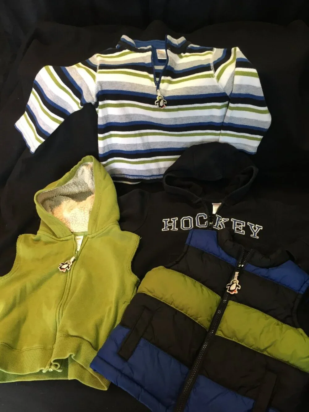 4 pc lot Gymboree penguin hockey puffer vest hoodie pullover set 2T- 4T